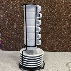 Expresso coffee cups with saucers and stand (6)